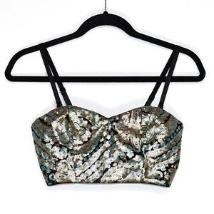 white sequin bustier top